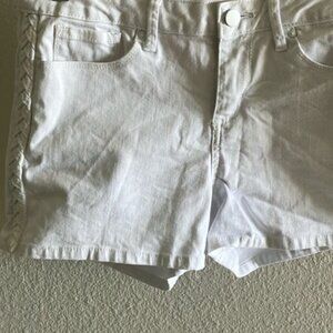 White Denim Shorts Side Braid